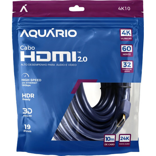 Cabo Hdmi 10m Full Hd 2.0 Aquario 4k Cor Preto - Imagem 4